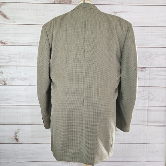 Vintage Pierre Cardin Checkered Notched Lapel Blazer in Sage and Tan Size 44L - Picture 3 of 16